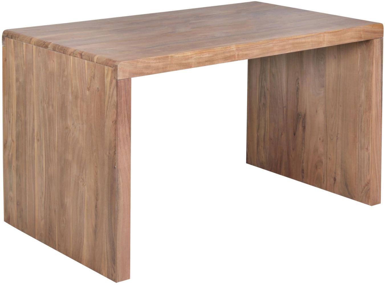 Kadima Design Schreibtisch "Teko": Massivholz Akazie, Stauraum, abgerundete Ecken, stabil. Beige, 160x80x76 cm Bild 1