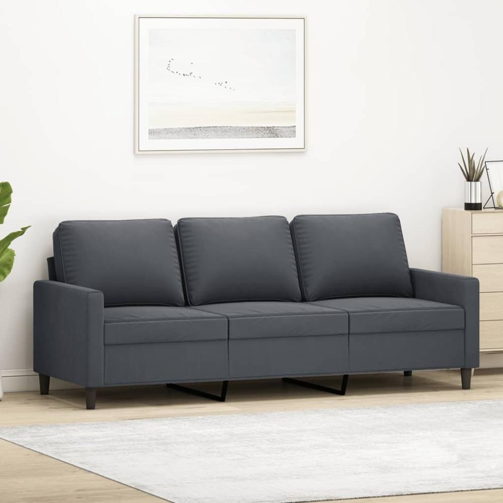 vidaXL 3-Sitzer-Sofa Dunkelgrau 180 cm Samt 359210 Bild 1