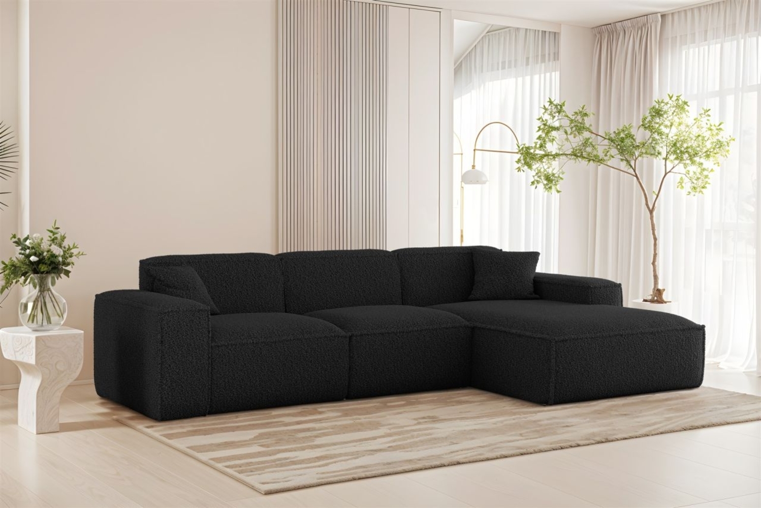 Ecksofa Designersofa CELES PREMIUM in Stoff Sven Schwarz Ottomane Rechts Bild 1