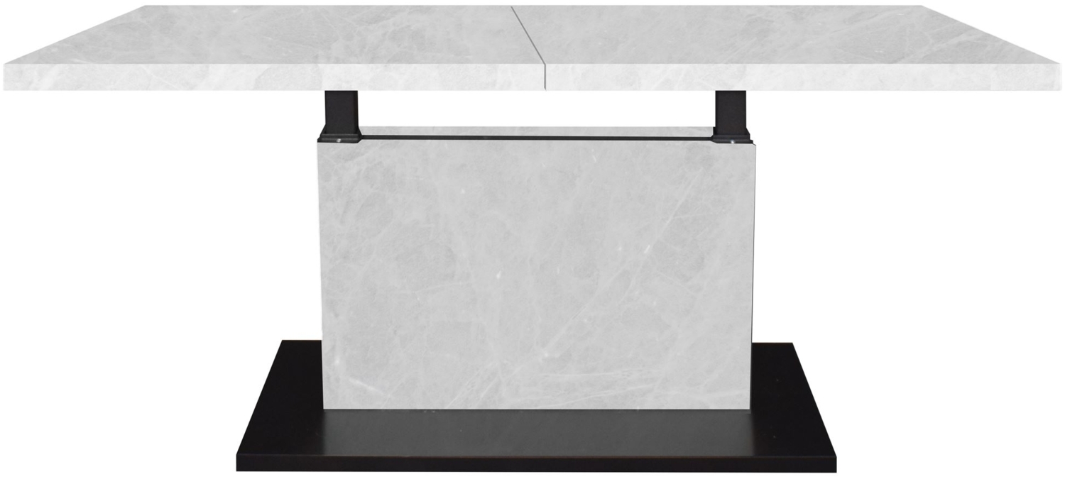 Couchtisch Höhenverstellbar Else 3 120x56x70 Holz Keramikoptik Weiß Bild 1