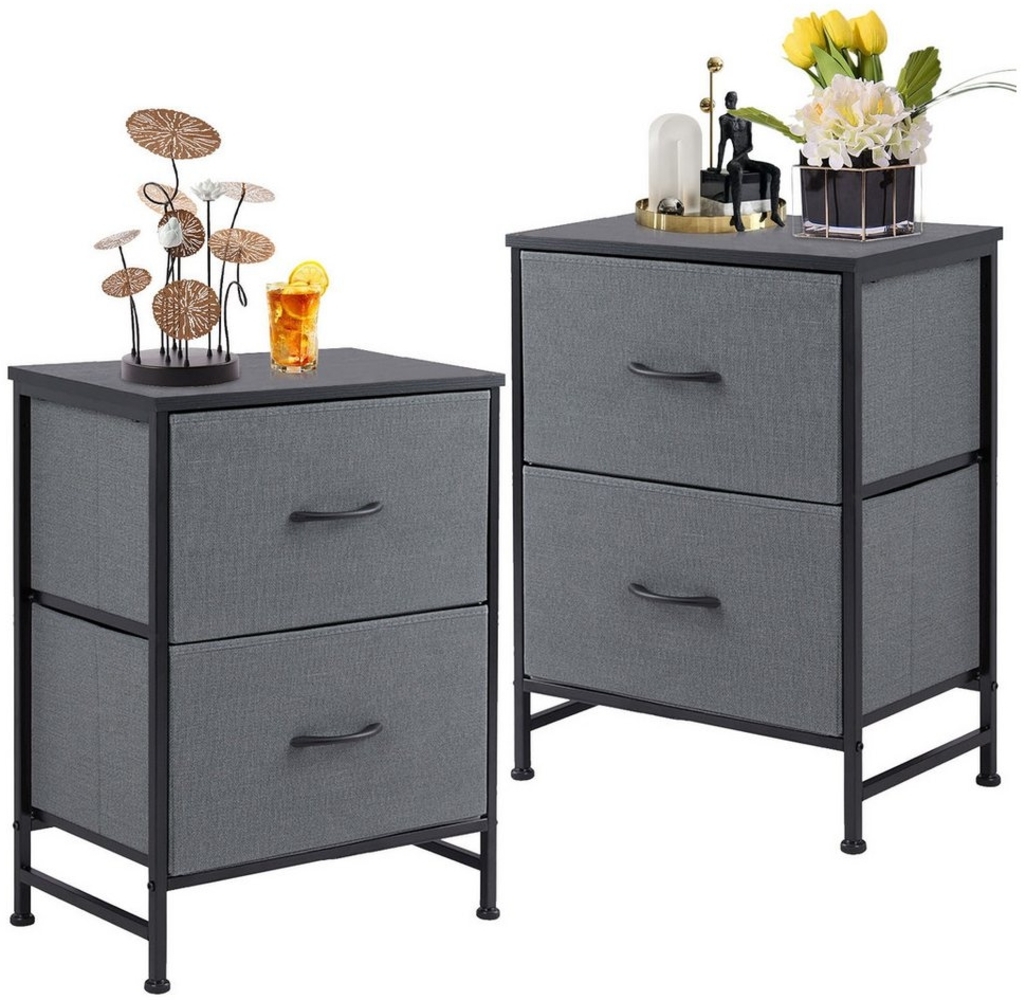 Refined Living Kommode Schubkastenkommode mit 2/4/5 /7/8/9 Schubladen stabilem Stahlrahmen (Nachttisch 2st - Schrank 2 Stoffschubladen mit Griffen Metallgestell, Vertikaler Stauraum Organizer Einheit 50cm Hoch Max Belastbarkeit 20kg), Kleine Schlafsäle... Bild 1