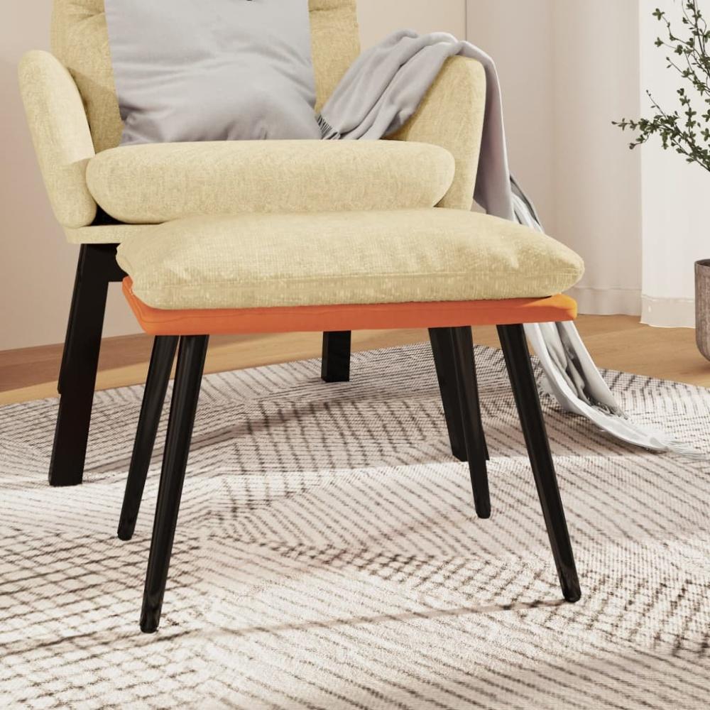Fußhocker Creme/Orange 45 x 29,5 x 39 cm Stoff und Kunstleder Bild 1