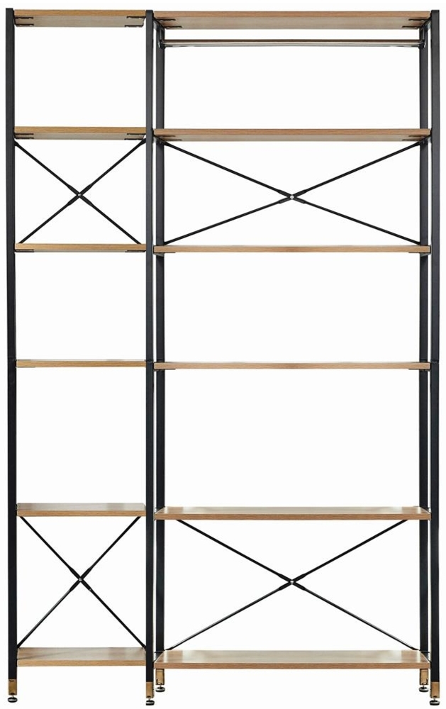 Regal-Set 30 x 127 x 210 cm Metall MDF mit Akazie-Dekor Schwarz Natur Bild 1