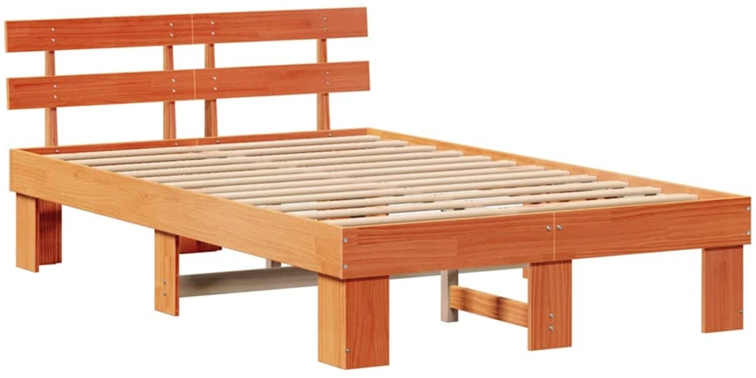 vidaXL Bettrahmen Wachsbraun 120 x 200 cm Massives Kiefernholz 872445 Bild 1