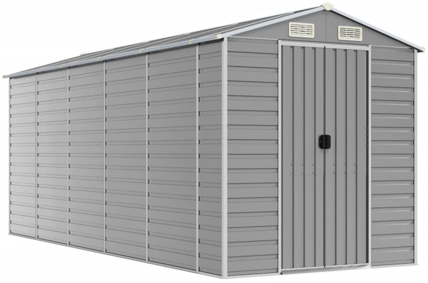 vidaXL Gartenhaus Hellgrau 191 x 470 x 198 cm Verzinkter Stahl 3188246 Bild 1