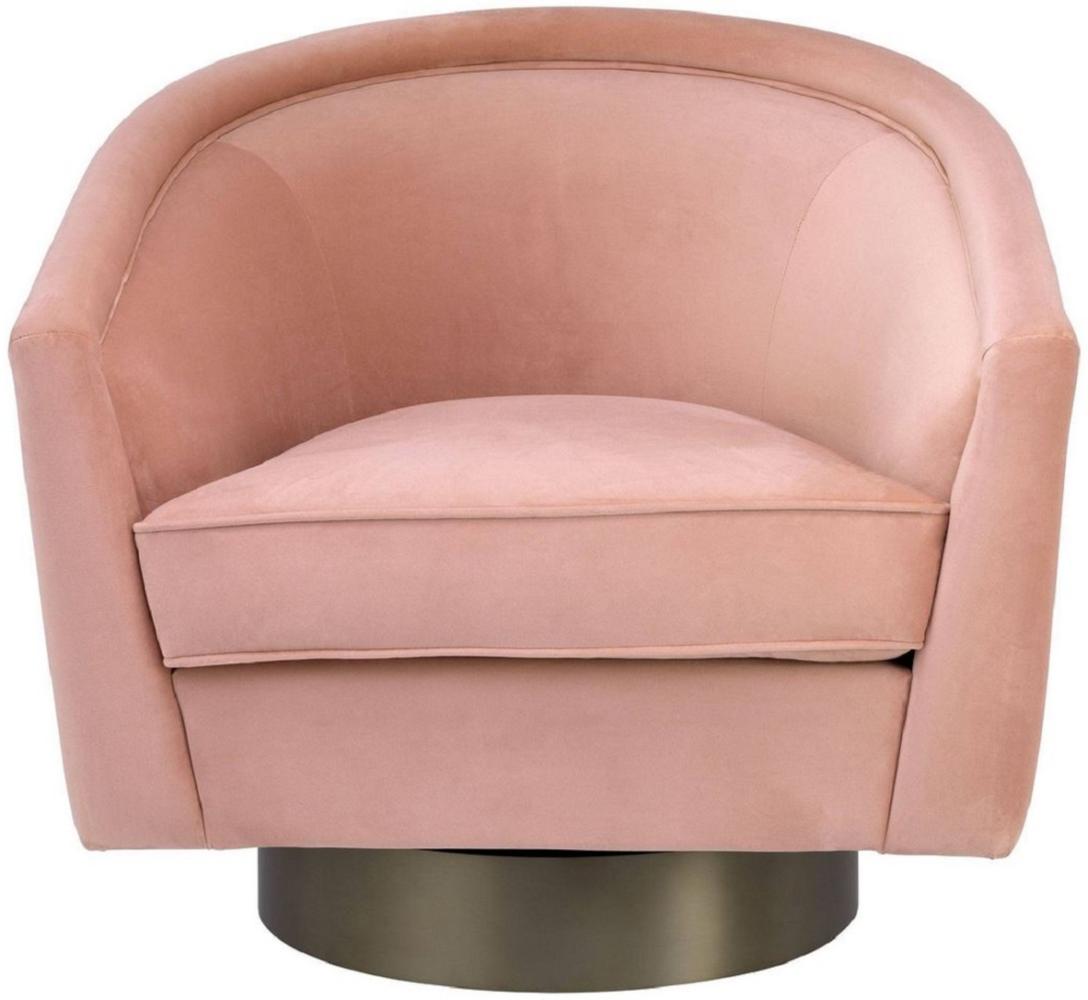 Casa Padrino Luxus Drehsessel Rosa / Mattgold 85 x 76 x H. 76 cm - Wohnzimmer Sessel - Wohnzimmermöbel Bild 1