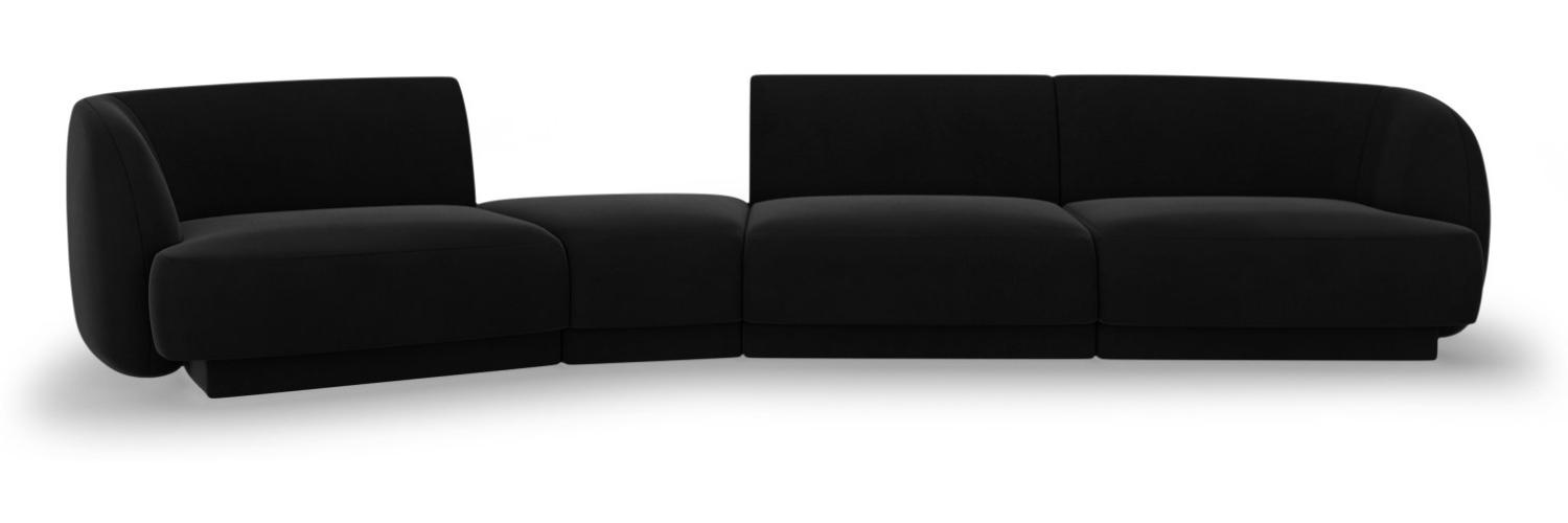 Micadoni Modulares Sofa Miley 4-Sitzer Links Samtstoff Schwarz Bild 1