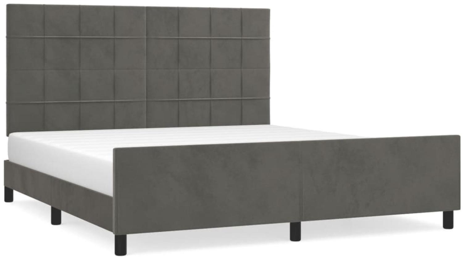 Bettgestell mit Kopfteil Samt Dunkelgrau 160x200 cm, Härtegrad: H2 [3125764] Bild 1