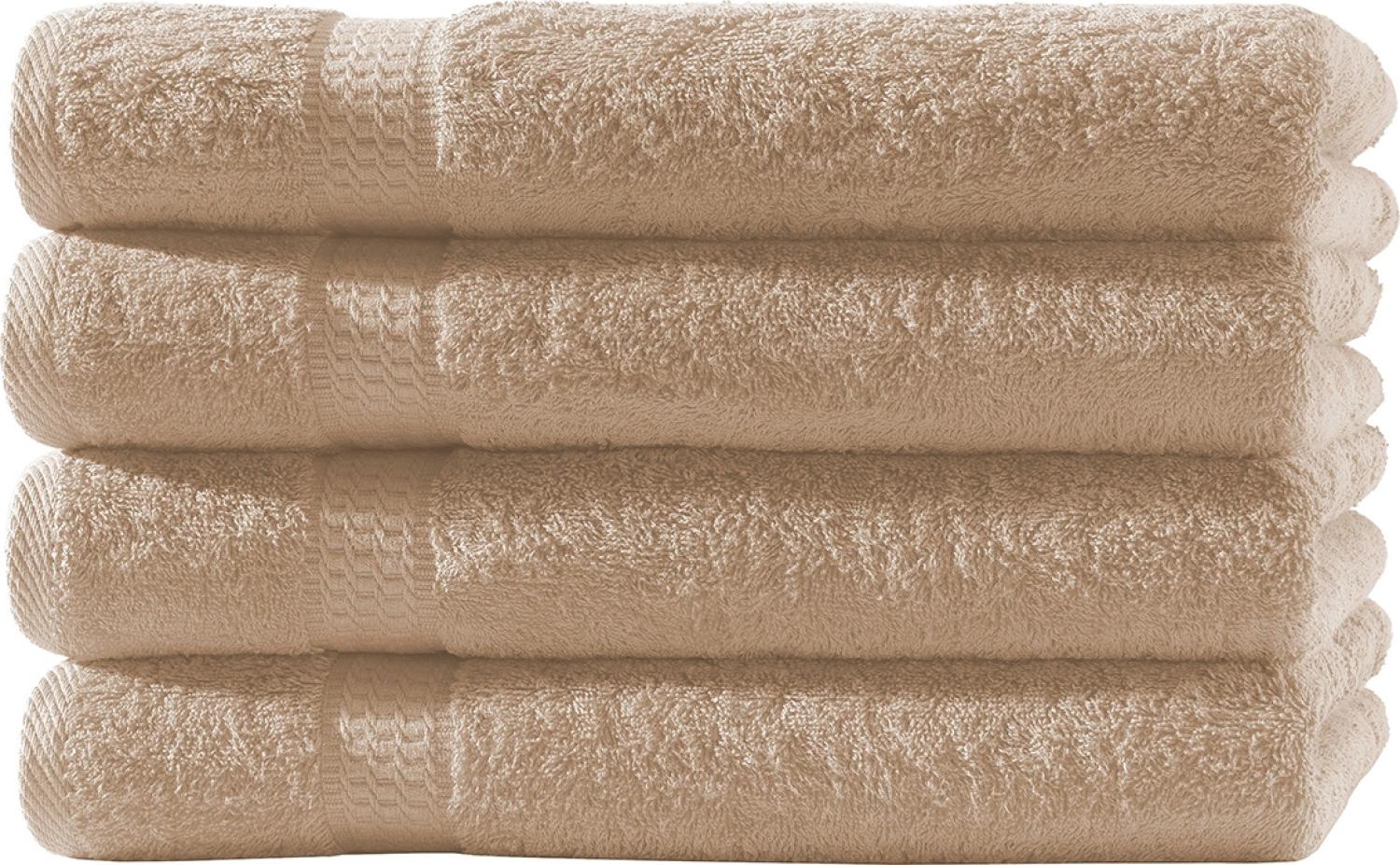 Müskaan - 4er Set Frottee Gästetücher Elegance 30x50 cm 100% Baumwolle 500 g/m² Gästetuch beige Bild 1