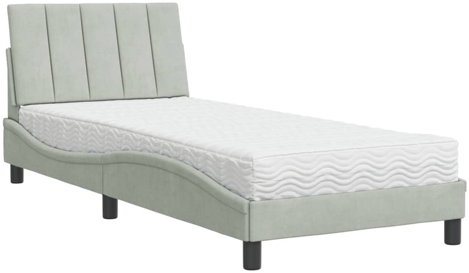 vidaXL Bett mit Matratze "Hanko" Hellgrau 90x200 cm Samt 3208574 Bild 1