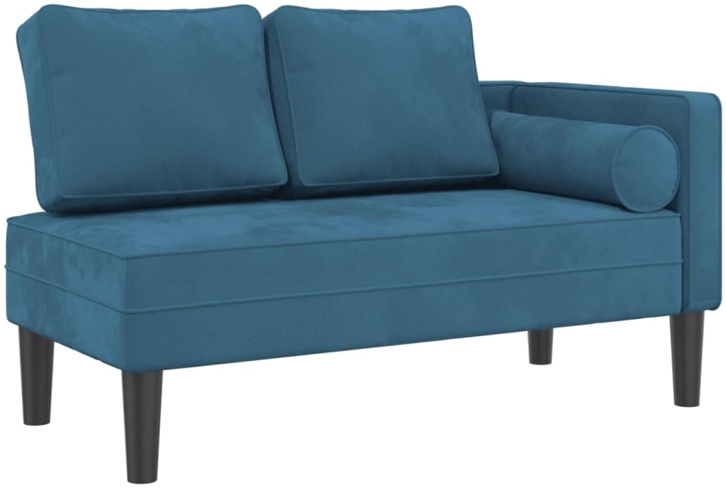 vidaXL Chaiselongue mit Kissen Blau Samt Bild 1