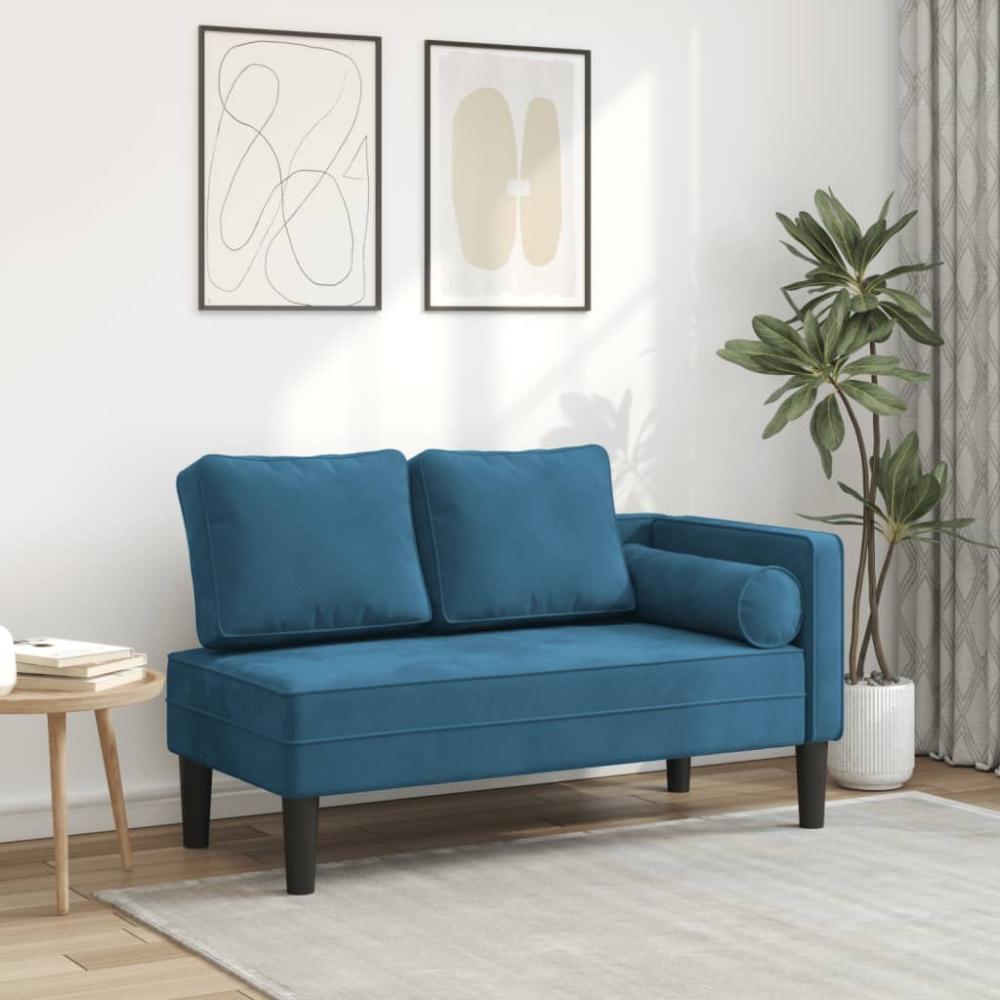 vidaXL Chaiselongue mit Kissen Blau Samt Bild 1