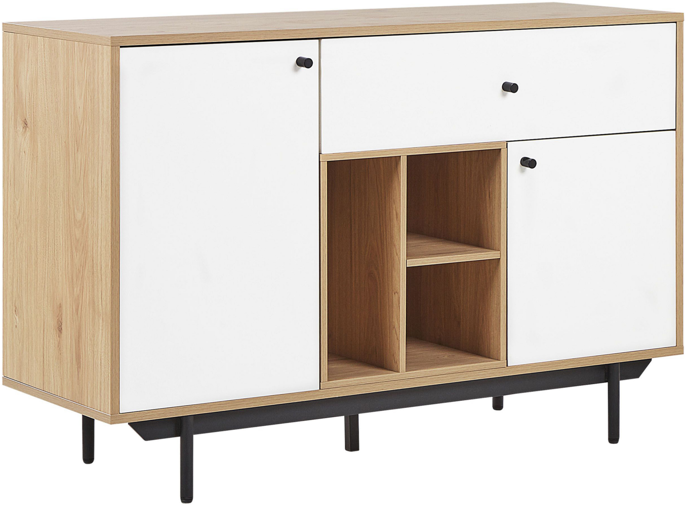 Sideboard heller Holzfarbton / weiß 2 Schränke Schublade ITACA Bild 1