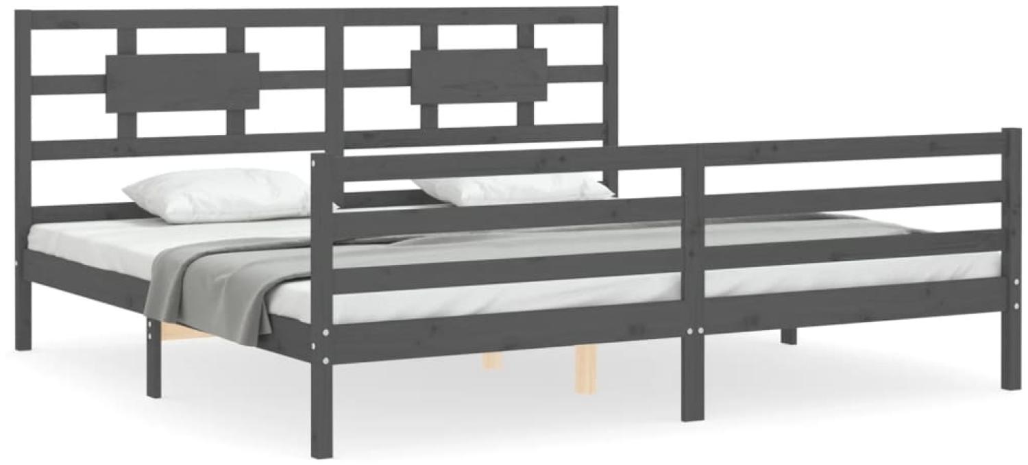 vidaXL Massivholzbett mit Kopfteil Grau 200x200 cm 3194463 Bild 1