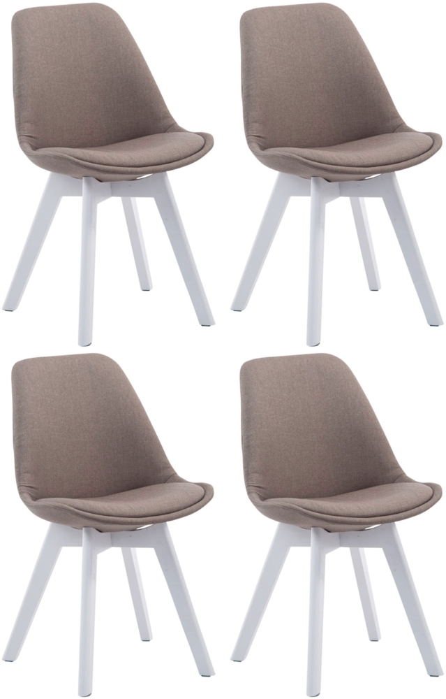 CLP 4er Set Besucherstühle Borneo V2 Stoff mit Polsterung,taupe weiß Bild 1