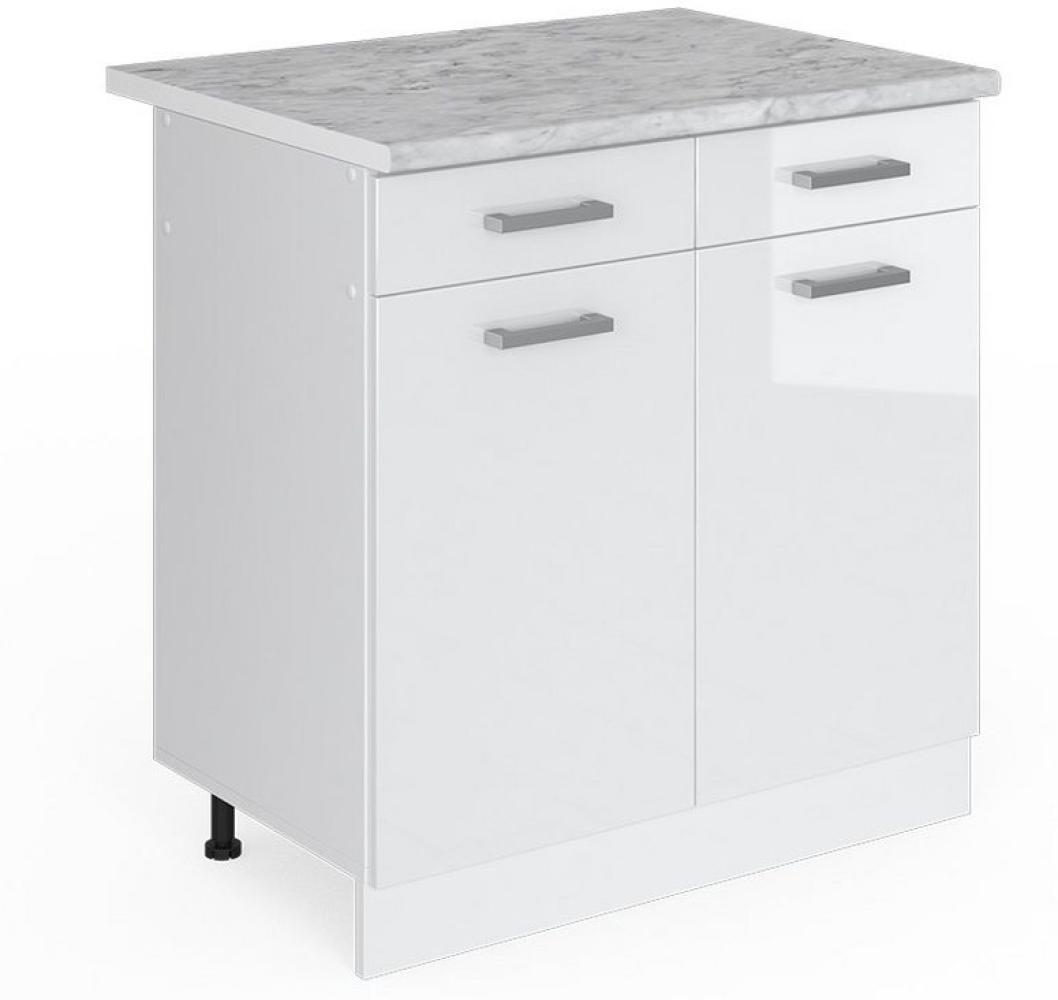 Vicco Küchenschrank R-Line Küchenzeile Hängeschrank Unterschrank Küchenschränke Küchenunterschrank Arbeitsplatte (weiß mit Arbeitsplatte, Schubunterschrank 80 cm) Bild 1