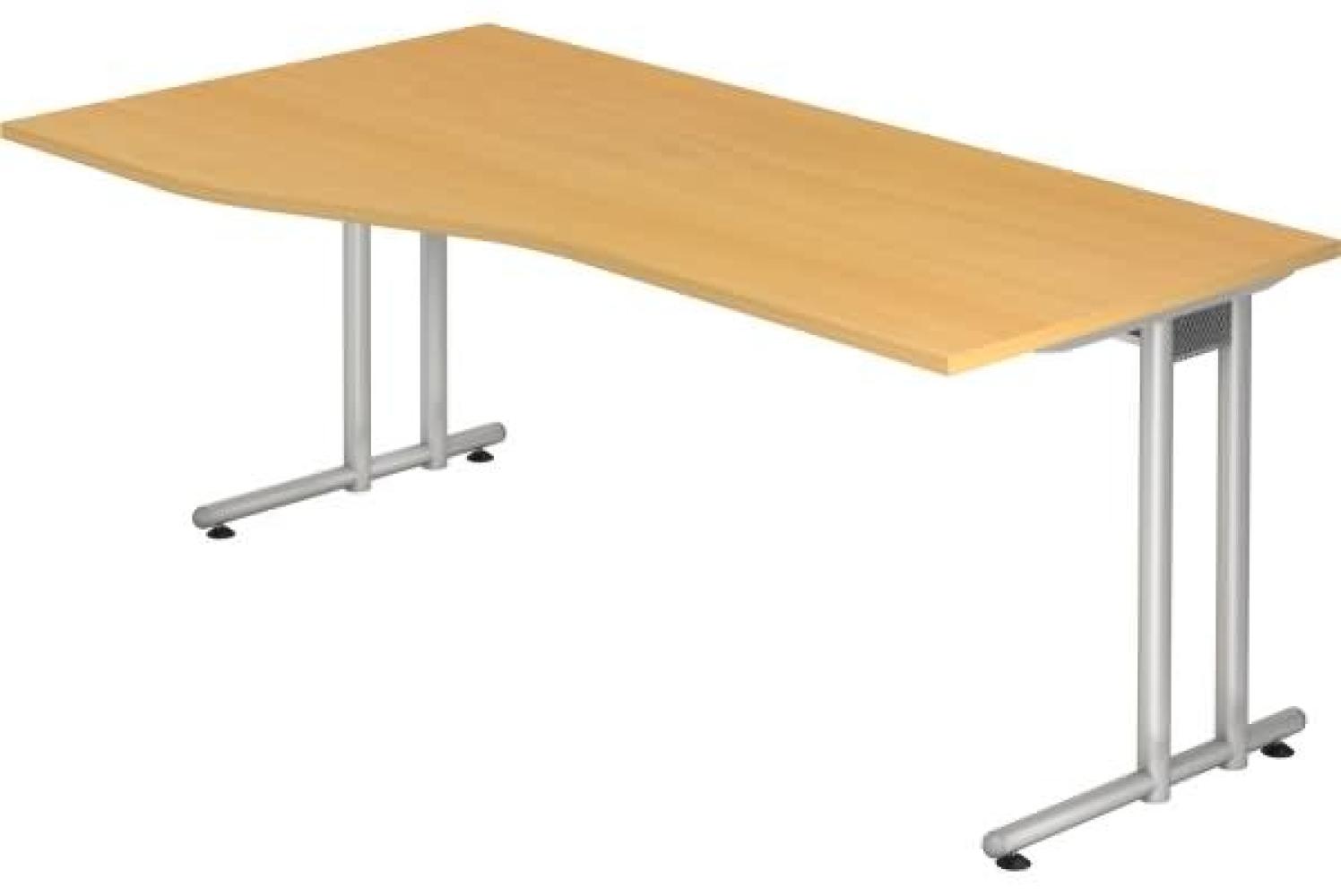 Schreibtisch NS18 C-Fuß 180x100 / 80cm Buche Gestellfarbe: Silber Bild 1