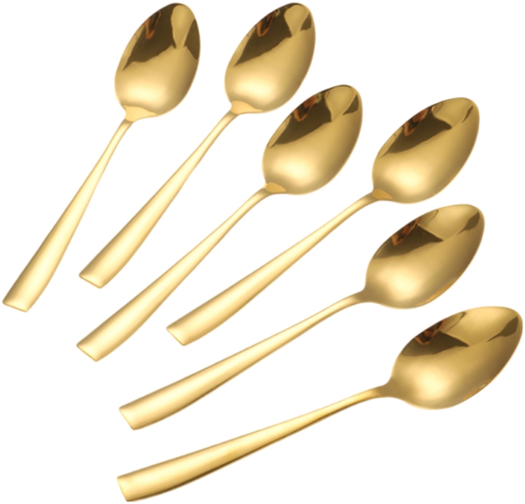 6er Set goldene Kaffeelöffel aus hochwertigem Edelstahl - Modern & Elegant Bild 1