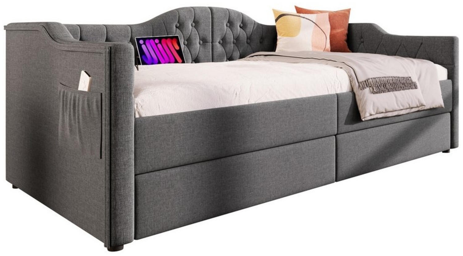 MODFU Daybett Tagesbett Schlafsofa (90x190cm), mit USB Type C Ladefunktion und 2 Schubladen Bild 1