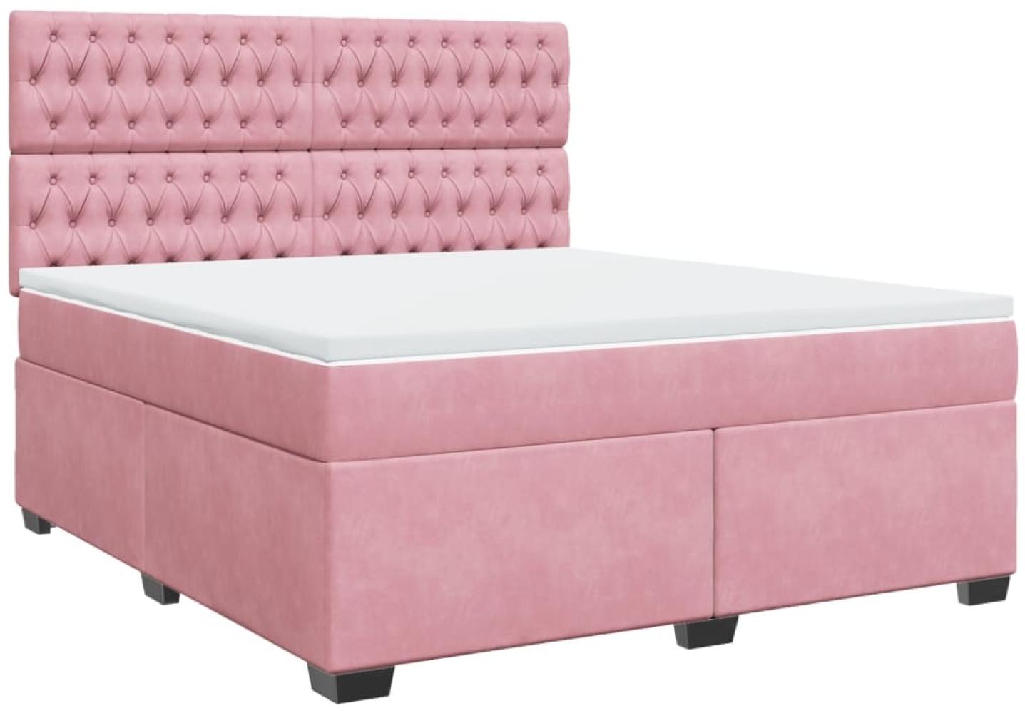 vidaXL Boxspringbett mit Matratze Rosa 180x200 cm Samt 3290989 Bild 1