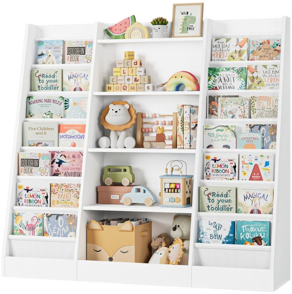 Homfa Bücherregal, Kinderregal mit 14 Ablagen Kinderbücherregal 129x120x35 cm Bild 1