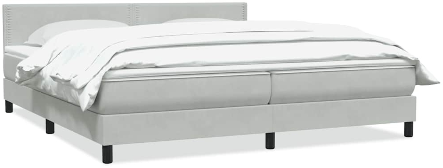 vidaXL Boxspringbett mit Matratze Hellgrau 180x210 cm Samt 3316125 Bild 1