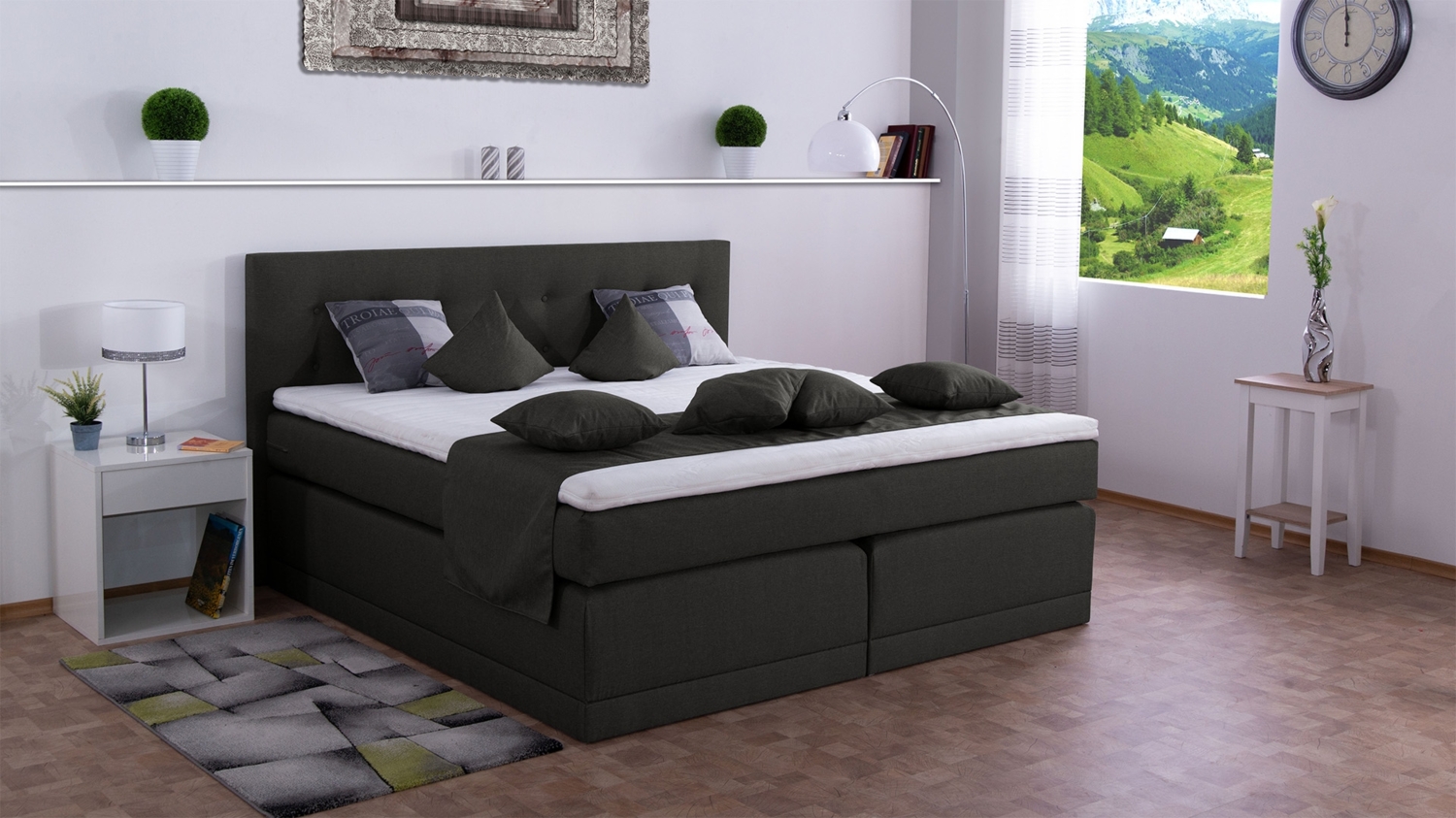 Meisterbetten Boxspringbett John 140x220 in WT-Anthracite, Matratzenbezug Nano, Komfortschaum-Topper Bild 1