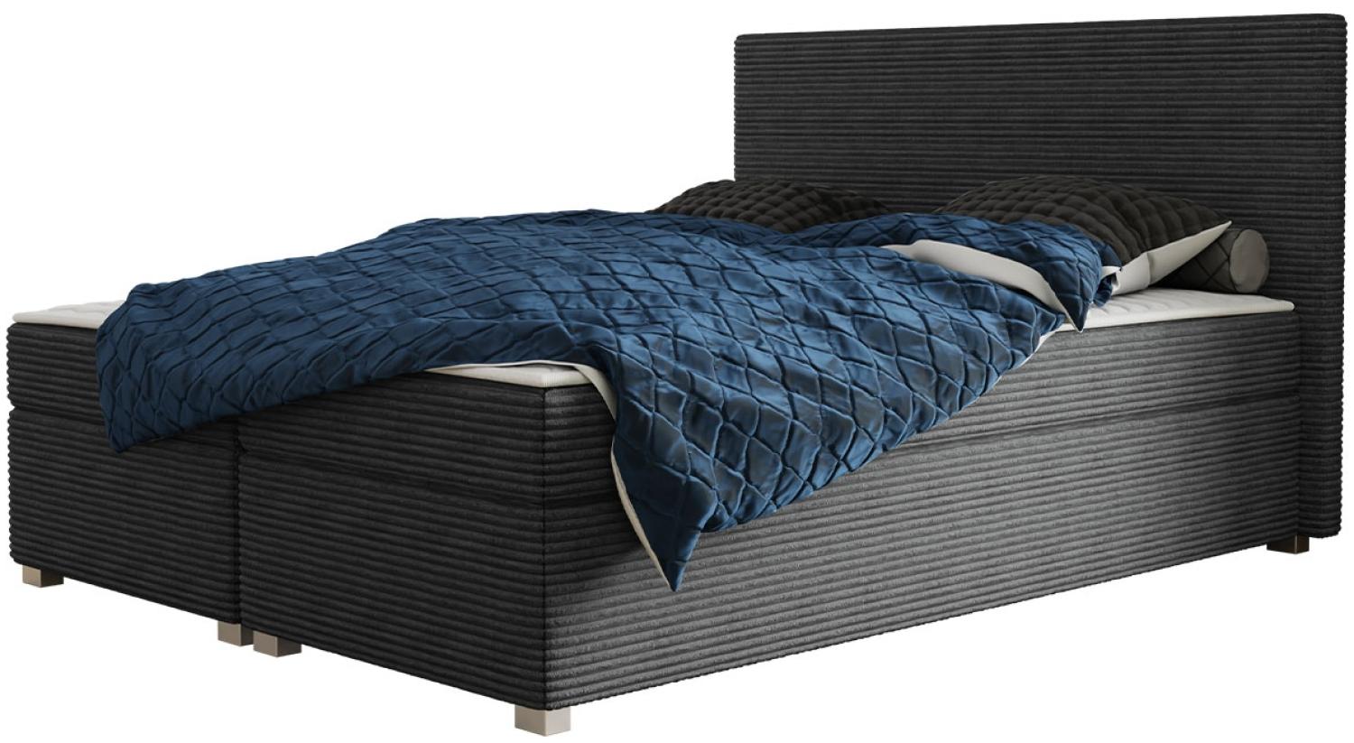 mirjan24 Boxspringbett Retyk Cord (Farbe: Poso Größe: x 200 cm), schwarz, 180 x 200 cm Bild 1