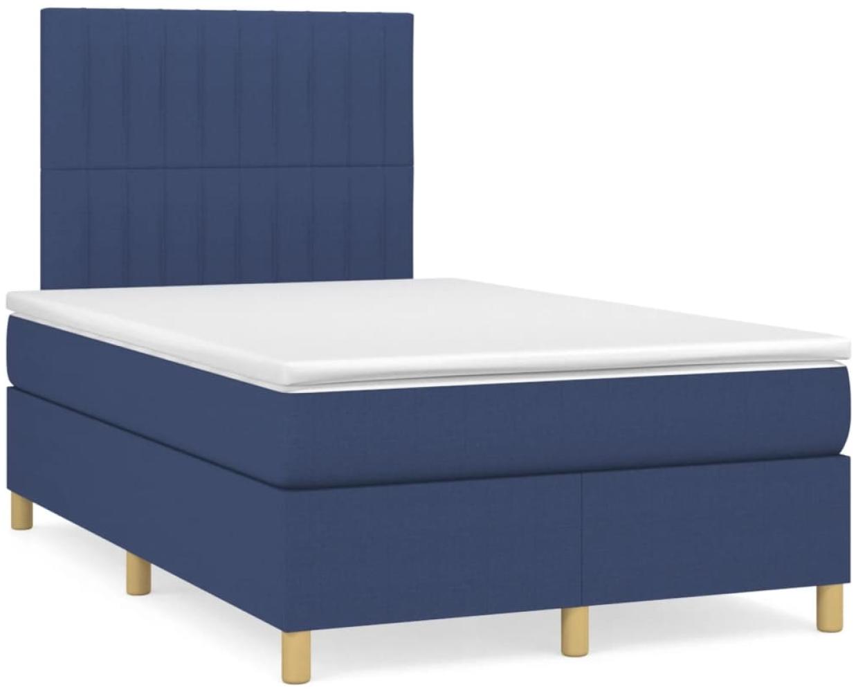 vidaXL Boxspringbett mit Matratze Blau 120x190 cm Stoff 3269950 Bild 1