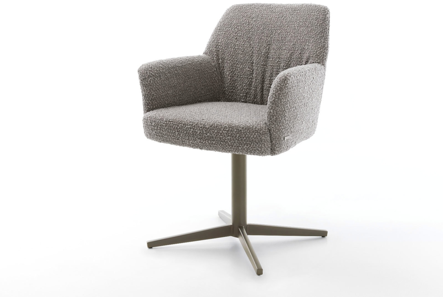 Drehstuhl Xana-Flex mit Armlehnen Bouclé Silbergrau Fußkreuz Effektfinish Titan 360° drehbar Taschenfederkern Bild 1