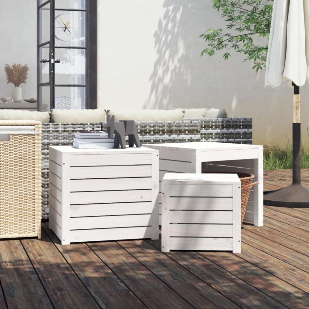 vidaXL 3-tlg. Gartenbox-Set Weiß Massivholz Kiefer 823956 Bild 1