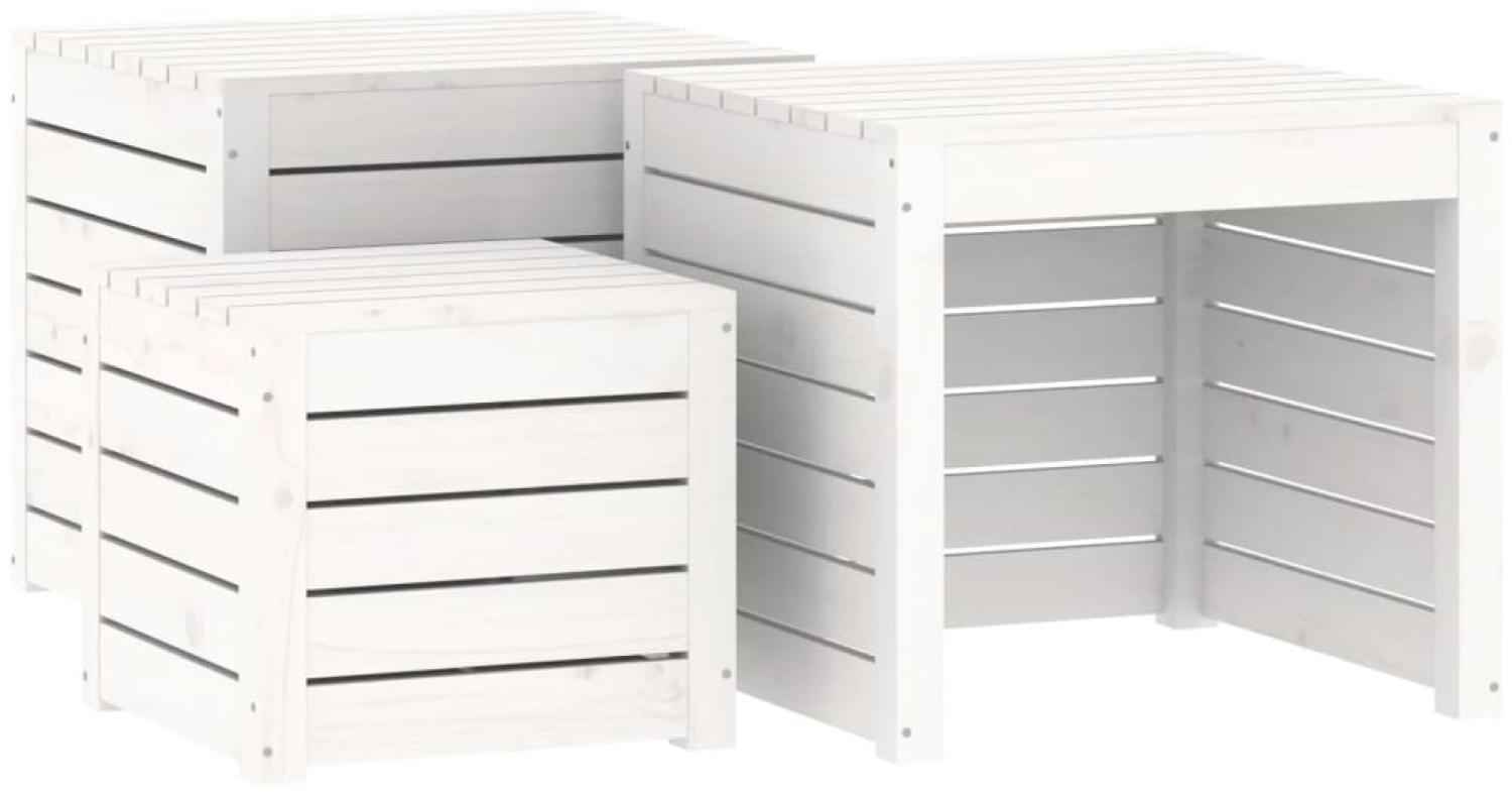 vidaXL 3-tlg. Gartenbox-Set Weiß Massivholz Kiefer 823956 Bild 1