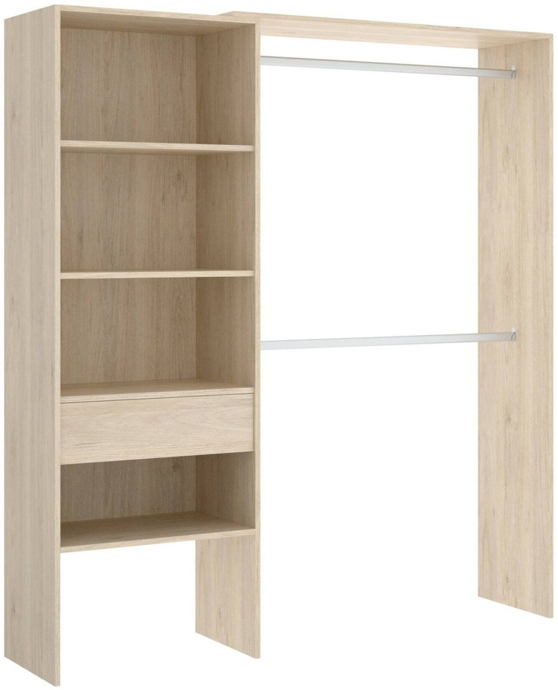 Dmora Großer Kleiderschrank Fauno, Struktur für begehbaren Kleiderschrank, offener Kleiderbügel, 160 x 40 x 187 cm, Eiche Bild 1