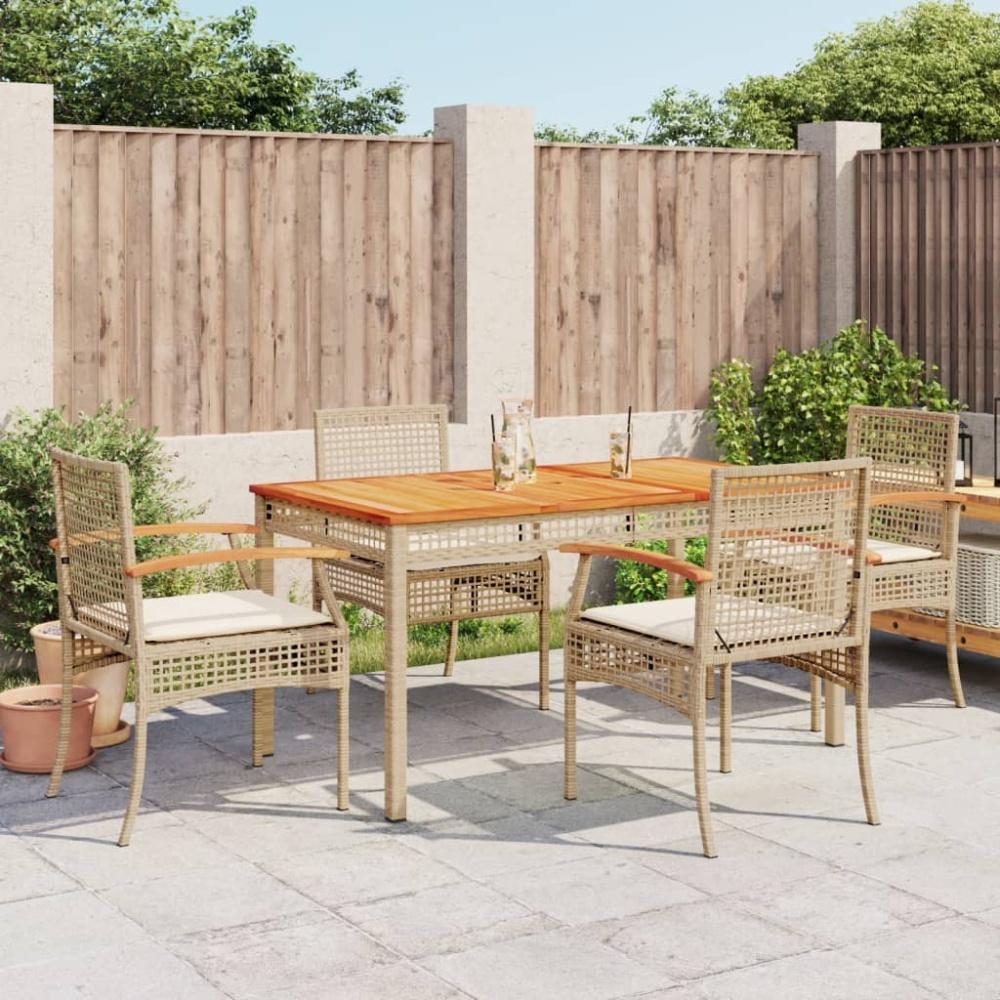 vidaXL 5-tlg. Garten-Essgruppe mit Kissen Beige Poly Rattan 3213580 Bild 1