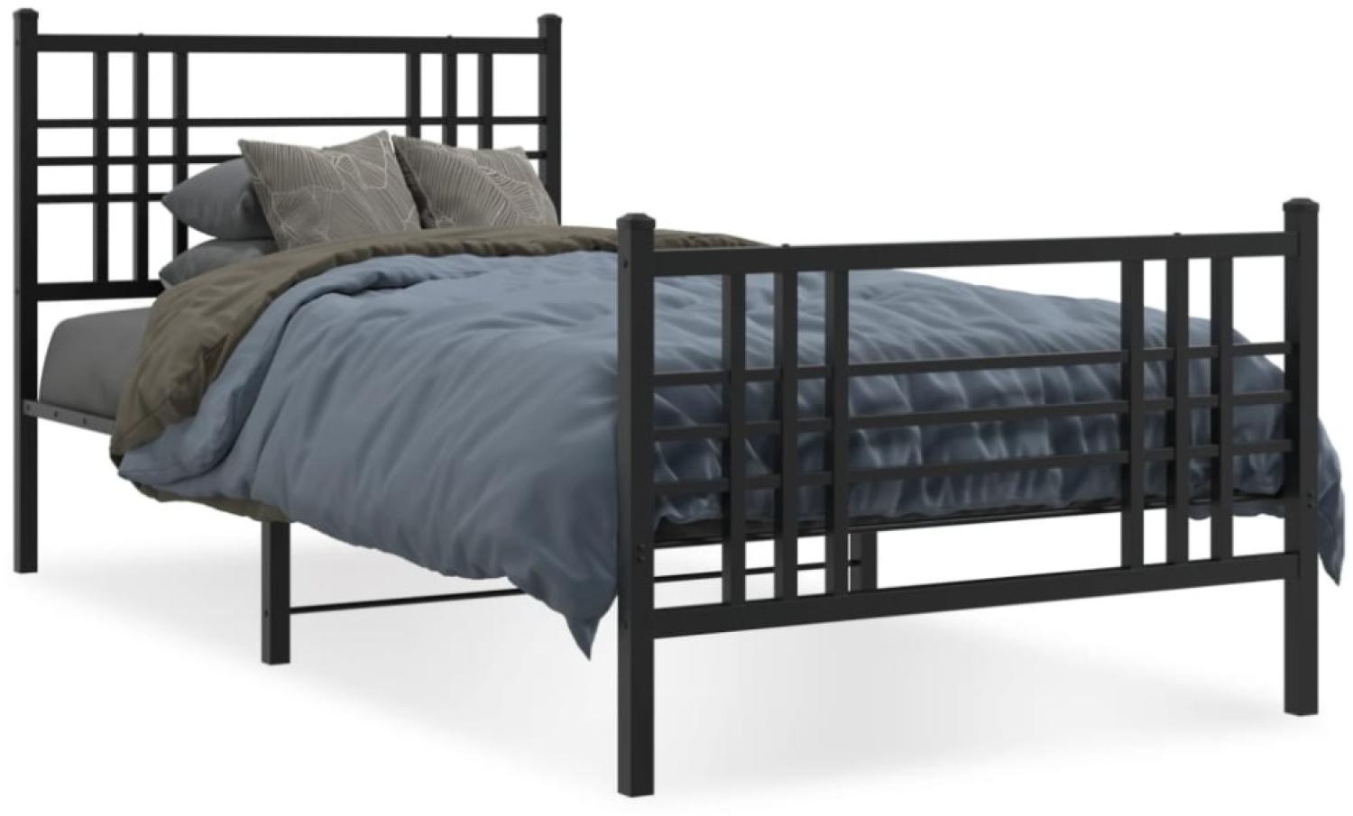 vidaXL Bettgestell mit Kopf- und Fußteil Metall Schwarz 90x190 cm 376334 Bild 1