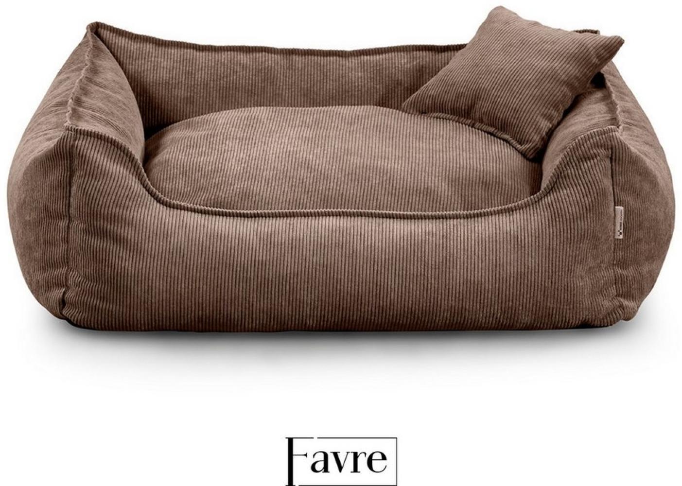 FAVRE Tierbett Hundebett Lucky mit abnehmbarem, waschbarem Cord-Bezug, 100% Polyester, verschiedene Größen, Gratis Kopfkissen Bild 1