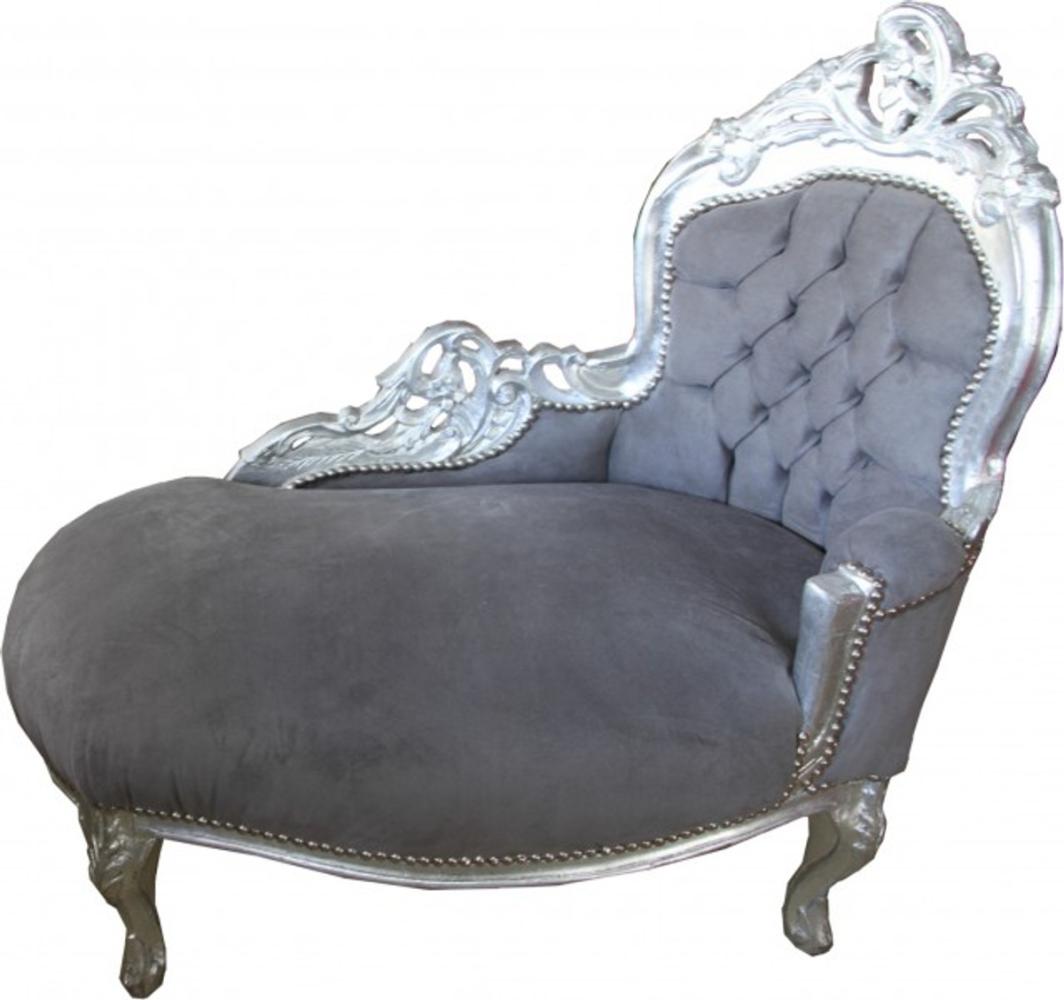 Casa Padrino Barock Kinder Chaiselongue Grau / Silber - Barock Möbel Bild 1