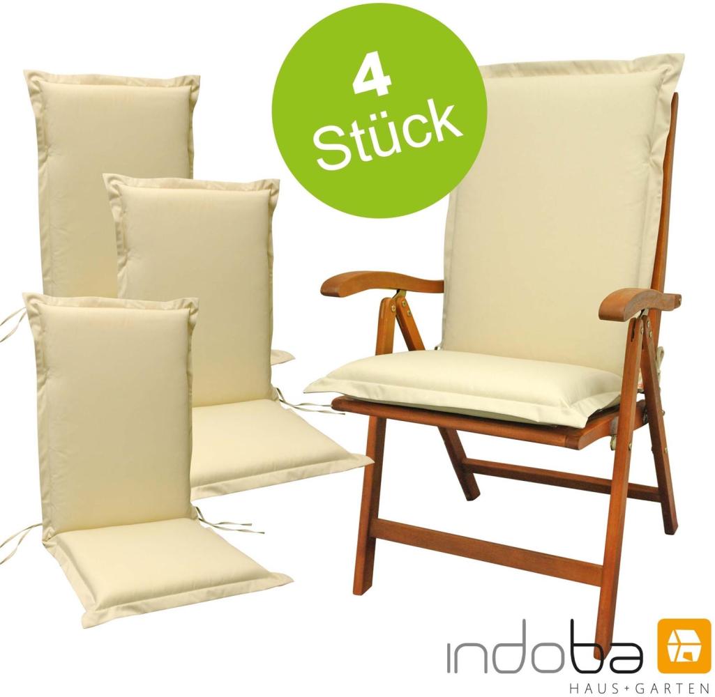 4 x indoba - Sitzauflage Hochlehner Serie Premium - extra dick - Beige Bild 1