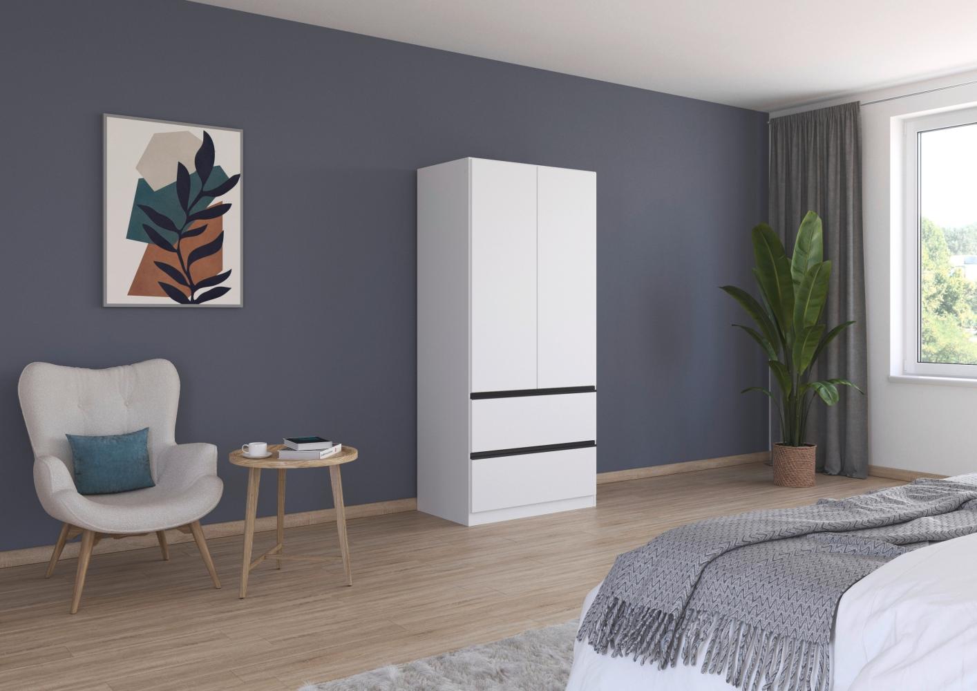 rauch Kleiderschrank, Drehtürenschrank COSTA, 2-türig, 2 Schubkästen, push-to-open, Alpinweiß, 91 x 197 x 54 cm Bild 1