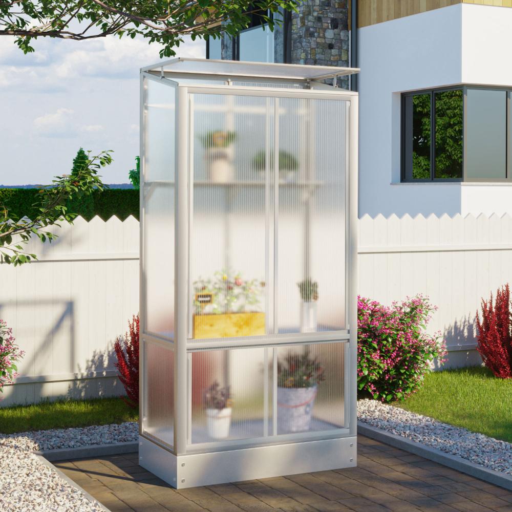Vitavia Balkon- und Anlehn-Gewächshaus "Stad", aluminium eloxiert,4 mm HKP mit Stahlfundament Bild 1