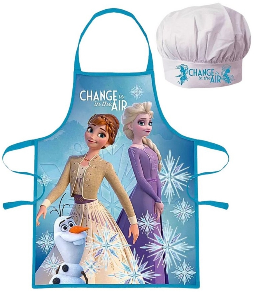 Disney Frozen Kochschürze Elsa, Anna & Olaf - CHANGE is in the AIR, (2-tlg), Kinder Koch-Set 2 tlg. Backschürze + Chefmütze Bild 1