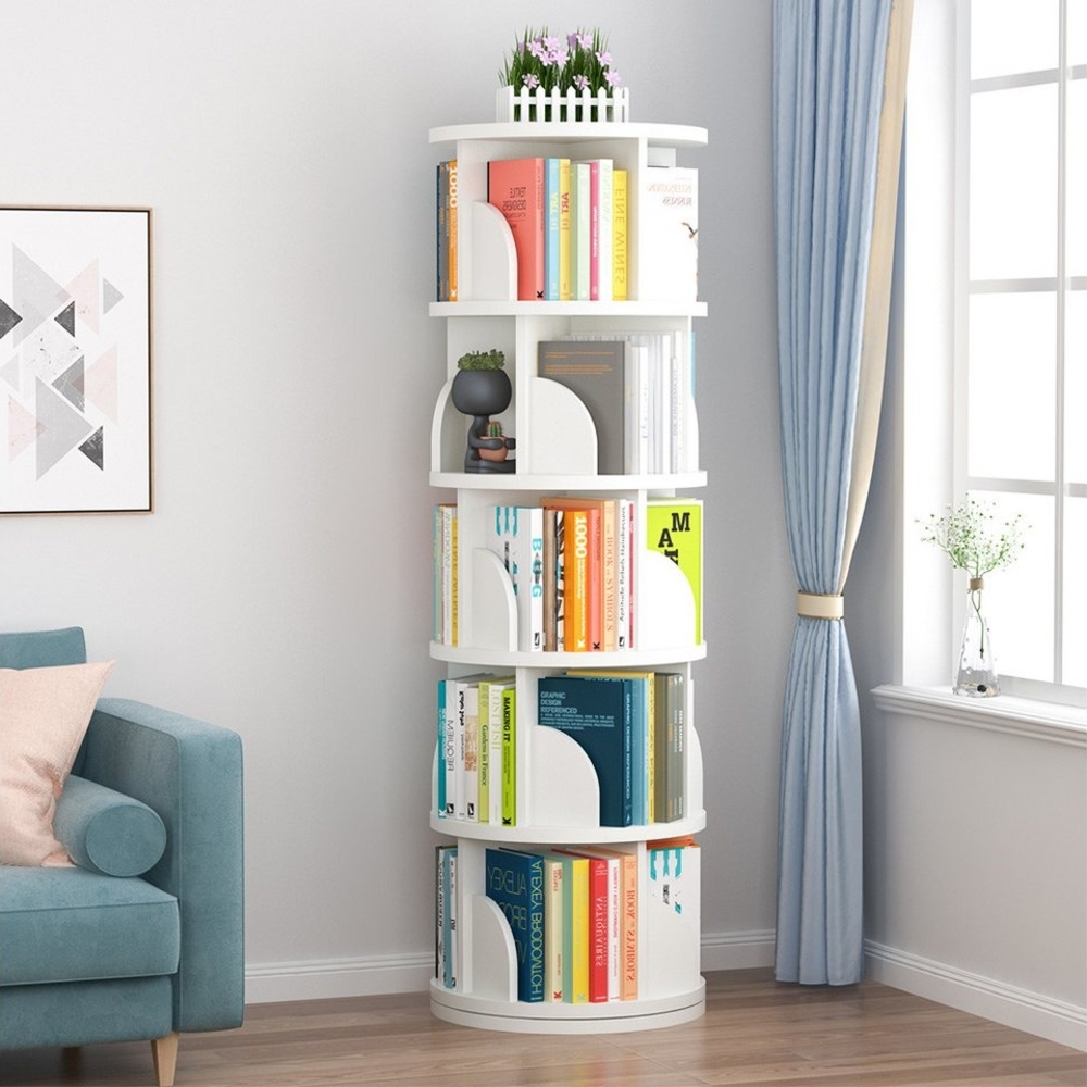 NUODWELL Bücherregal Drehbare Bücherregal, 2/3/4/5 Etagen Stehregale Lagerregal mit Fächern Bild 1