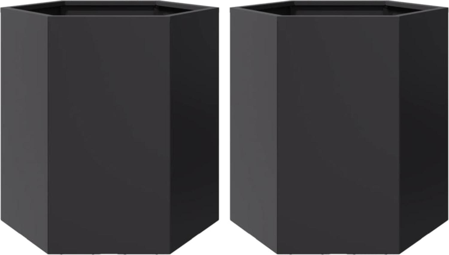 vidaXL Garten-Pflanzgefäße 2 Stück Schwarz Sechseckig 46x40x45 Stahl 851109 Bild 1