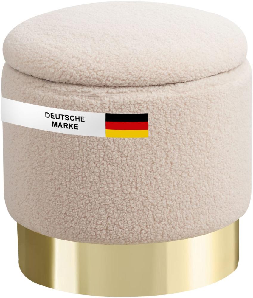 Albatros Hocker mit Stauraum Nizza Sitzhocker mit Stauraum, Modernes Design, Edler Sherpa-Bezug Sitztruhe Sitzbank mit Stauraum  optimal als Fußhocker Hocker Schminktisch, Beige Bild 1