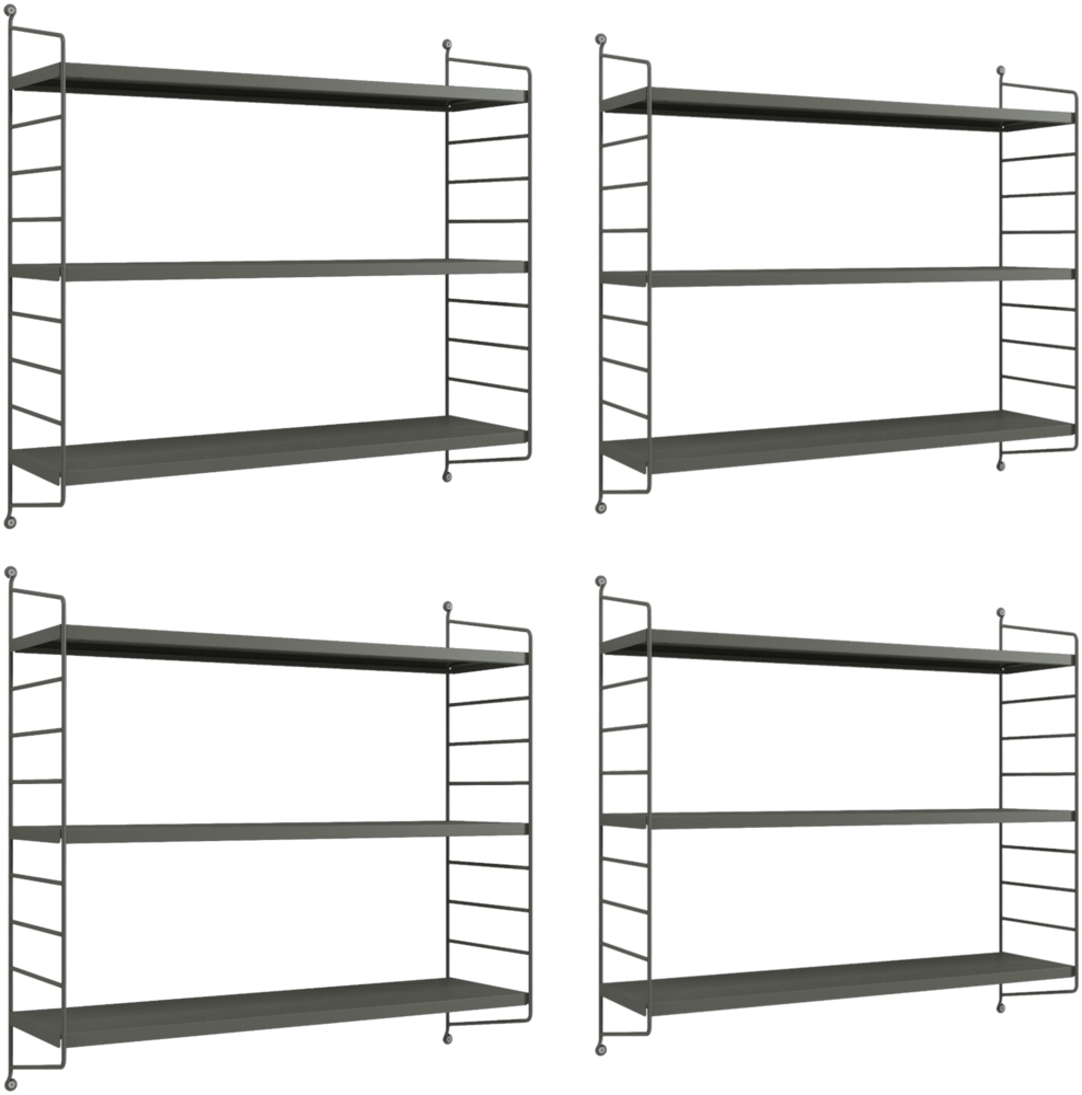 en.casa 'Strängnäs' Modulares Wandregal, 4 Stück, Stahl, Anthrazitgrau, 50 x 60 x 15 cm Bild 1