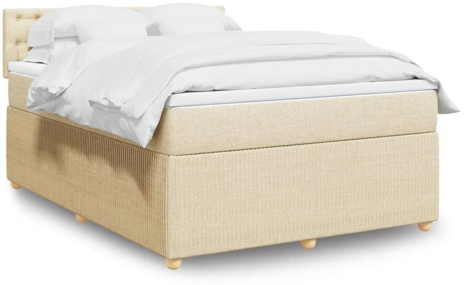 vidaXL Boxspringbett mit Matratze Creme 140x190 cm Stoff 3289770 Bild 1