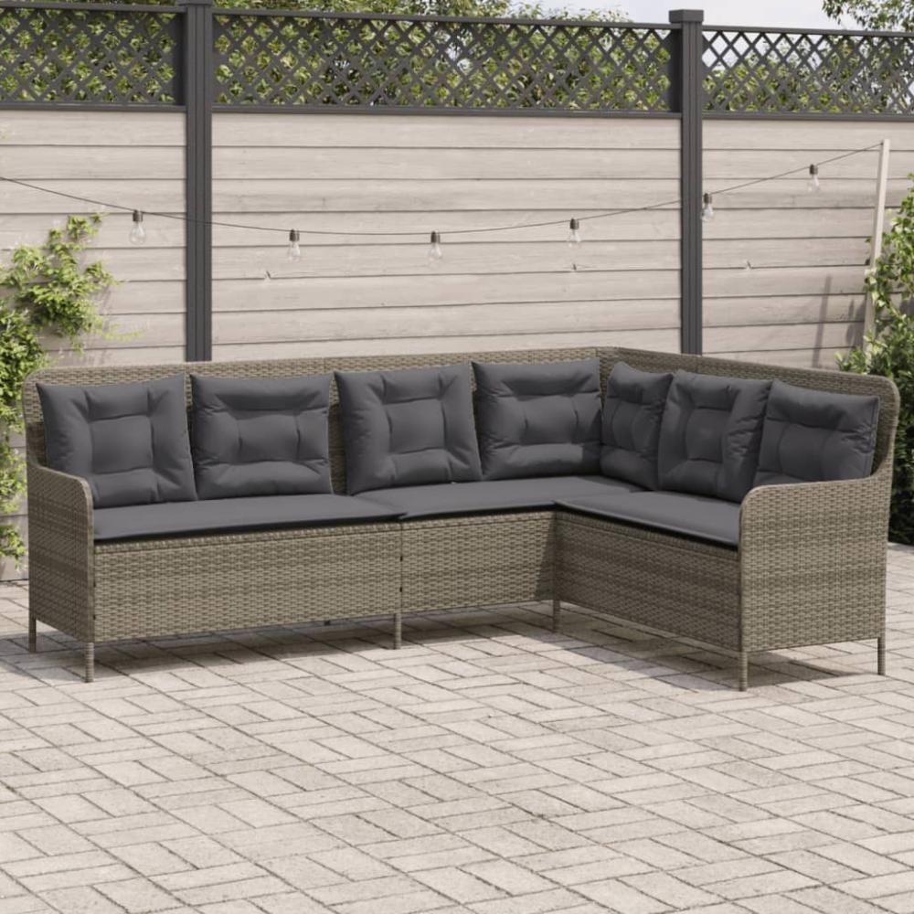 vidaXL Gartensofa in L-Form mit Kissen Grau Poly Rattan 369002 Bild 1