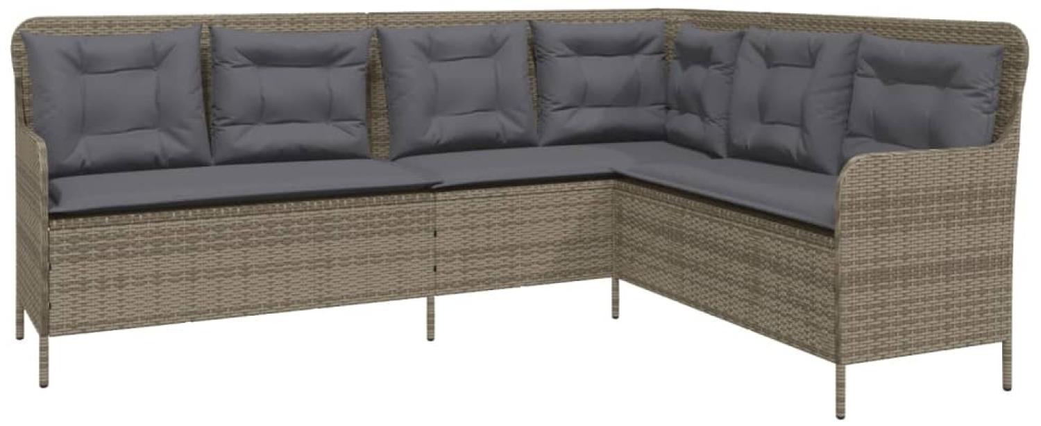 vidaXL Gartensofa in L-Form mit Kissen Grau Poly Rattan 369002 Bild 1