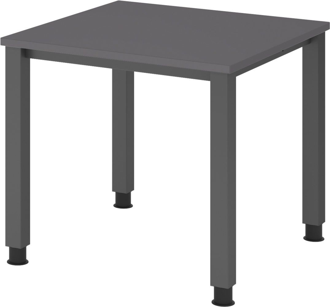 bümö manuell höhenverstellbarer Schreibtisch 80x80 cm in Graphit, Metall-Gestell: Graphit - PC Tisch höhenverstellbar & belastbar bis 140 kg, Büro- und Computertisch klein, QS-08-G-G Bild 1