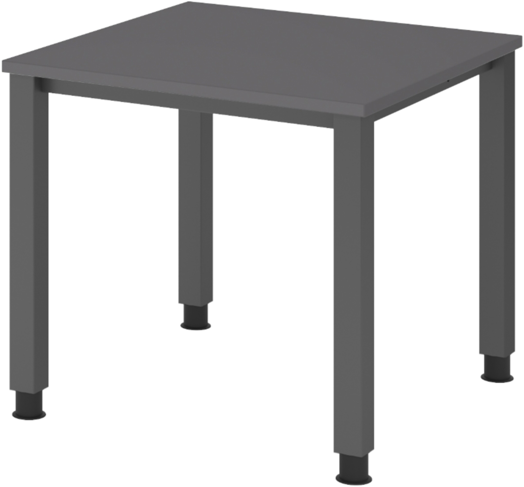 bümö manuell höhenverstellbarer Schreibtisch 80x80 cm in Graphit, Metall-Gestell: Graphit - PC Tisch höhenverstellbar & belastbar bis 140 kg, Büro- und Computertisch klein, QS-08-G-G Bild 1
